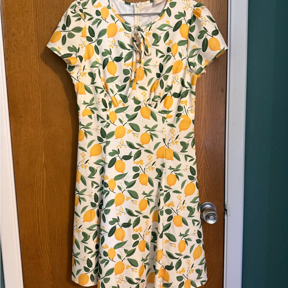 Lemon Print White Dress
